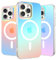 CALOOP Aura Case for iPhone 15 Pro Max with MagSafe,Sturdy Hard Frame Shockproof with Raised Bezel Camera Protection and Cuison Edges,Iridescent Matte,Rainbow Phone Cover,6.7 Inch,Holographic
