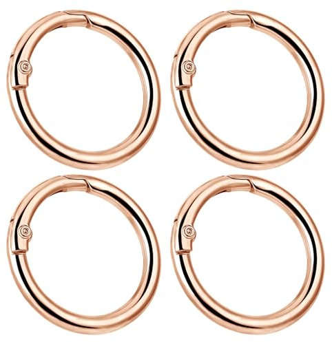 cobee Karabiner Rund 25mm, 4 Stück Schlüsselringe Edelstahl Schlüsselring Karabiner Ringkarabiner Karabinerhaken Schlüsselring Diy Schlüsselanhänger Zubehö Für Schlüssel Handwerk(Gold)