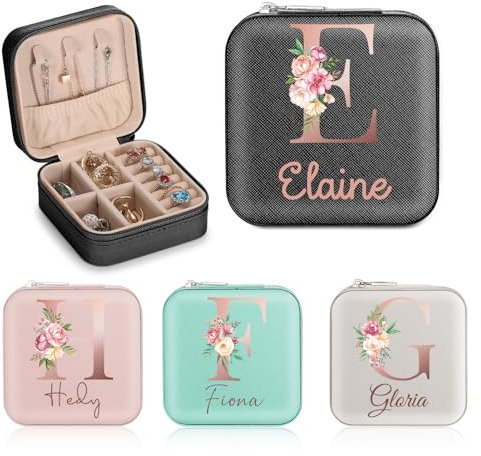 Personalisierte Schmuckkästchen, Schmuckkasten Schmuckaufbewahrung Schmuck Organizer Leder Klein Reise Schmuckkästchen für Ohrringe, Ringe, Halsketten