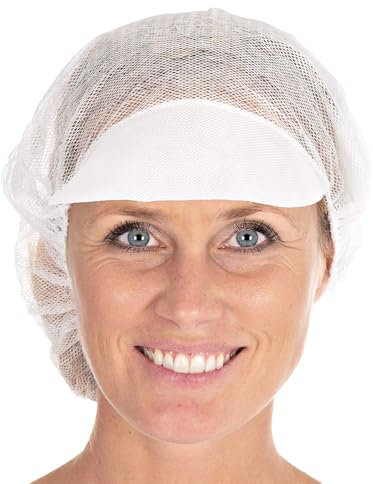 FRANZ MENSCH 100 Stück Hygostar Baretthauben mit Schirm | Viskose, Packung, weiß, Ø: 48cm, Baretthauben, OP Kopfhauben, Einweghauben