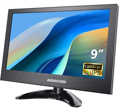 AISHICHEN 9 Inch Small Monitor HDMI Mini Monitor Mit Lautsprecher Raspberry Pi klein Display 1280x720 Mit VGA/HDMI-Unter stützung für Geschäft/Hausgebrauch/Computer, Metallgehäuse (9 Inch)