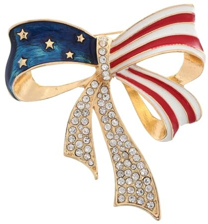 CALLARON Broche Drapeau Américain Élégante Avec Nœud Pour Femme Et Homme Accessoire De Bijouterie En Métal Et Cristal
