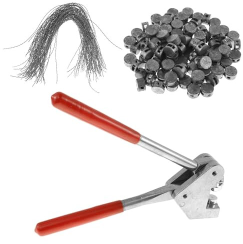 Lead Sealing Pliers Set, Stainless Steel Security Sealing Plier Tool with 100 Lead Seals (8 mm), 100 Sealing Wire (150 mm) for Water Meters, Electricity Meters, Logistics, Luggage, Vehicles