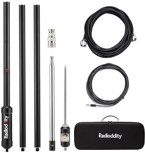 Radioddity HF-009 Antenna HF portatile, antenna verticale 5-50 MHz, SWR 1.0-1.5, compatibile con Xiegu G90/X6100/X6200, Radioddity QT40/QT60/QT80, per ricetrasmettitori HF e radio mobili
