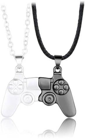 BEPSYOM Collier Magnétique pour Femme - 1 Paire de Colliers Couple ou Meilleures Amies avec Pendentif Manette de Jeu
