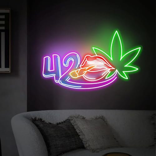420 Grüne Cannabis Blatt Lippe LED Neon Schild für Wanddekoration USB verstellbare Helligkeit Wohnzimmer Bars Pub Club Versammlungen Kunst Wanddekoration