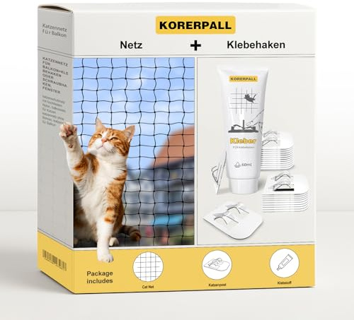 Katzennetz für Balkon+klebehaken oder Schraubhaken, Fenster katzenschutznetz mit hochfestem Nylon, balkonnetz für Katzen katzennetz ohne Bohren, katzennetz für Balkon (10x3m,Netz+Klebehaken)