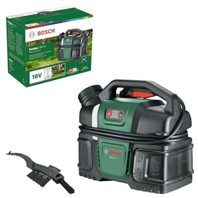 Bosch Akku-Druckreiniger Fontus 18V-6 für Fahrräder (mobil, mini, 6-Liter-Wassertank, 8 Druckstufen, Aufbewahrung für Schlauch und Pistole, onhe Akku)