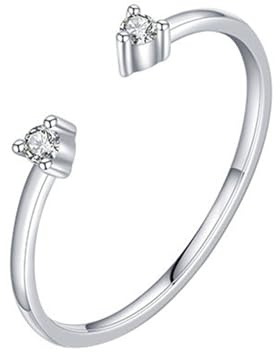 Skcess 9K Weißgold Verlobungsring Damen Weiß Moissanite Ring Damen 2X2mm, Verstellbarer Ring für Freundin Größe 62 (19.7)