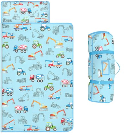 Schlafsack Kinder,Warm Kinderschlafsack mit Kissen Abnehmbar und Decke für Mädchen Jungen, Faltbare Deckenschlafsack für Indoor Outdoor Camping,150×60cm,Baugeräte