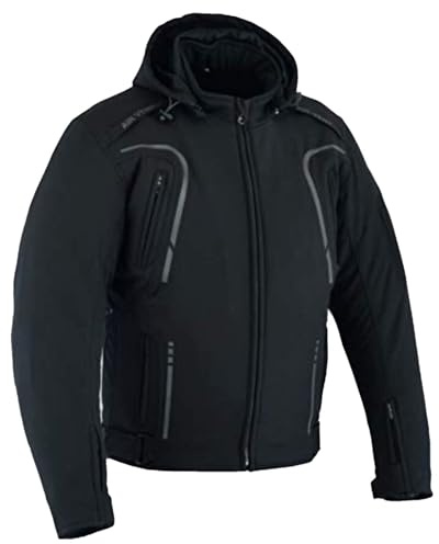 WMW WALI MOTO WEAR Motorradjacke Herren Softshell Textil,Wasserdicht mit CE-Protektoren an Ellbogen & Schultern Motorrad Jacke Schwarz