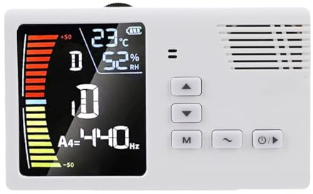 Dilwe Digital Metronome Tuner, Rechargeable LED Display 3 In 1 Tuner with Vibration Microphone Pickup for Guzheng Guqin Pipa Folk Instruments (White)