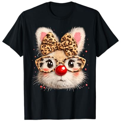 Funny Bunny with Red Clown Nose Rabbit for Men Women Kids T-Shirt