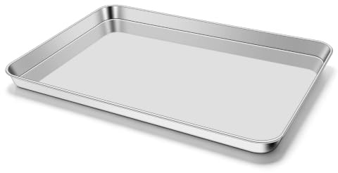 Joyfair Großes Edelstahl Rechteckig Backblech - 45 x 33 x 2,5 cm | Ungiftig & Gesund, Glatte Oberfläche, Gleichmäßiges Erhitzen, Gerollte Kanten, Spülmaschinenfest, Hitzebeständig