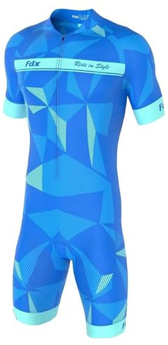 FDX Men's Cycling Skinsuit Short Sleeve 3D Pad Triathlon Suit | Stay comfortable on every ride with breathable fabric, 3D padding and an aero fit built for training and racing.