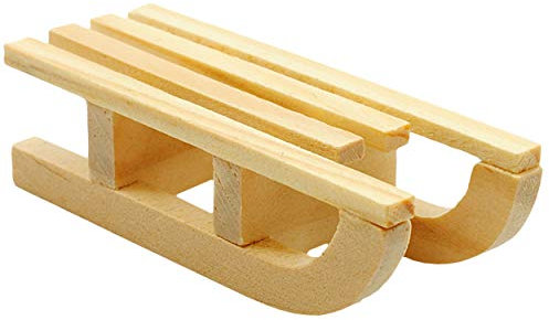 alles-meine.de GmbH 5 Stück kleine XS - Deko - Schlitten - aus Natur Holz - 5,5 cm - Miniatur/Diorama - Weihnachtsdeko/Winter - Winterurlaub - Holzschlitten mini - Kind..