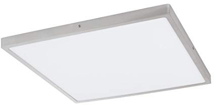 EGLO LED Deckenleuchte Fueva 1, 1 flammige Deckenlampe, Material: Aluminium, Kunststoff, Farbe: Silber, weiß, L: 50x50 cm, warmweiß