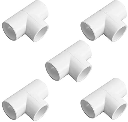 MroMax Lot de 5 raccords de tuyau en PVC en forme de T Blanc 20 mm