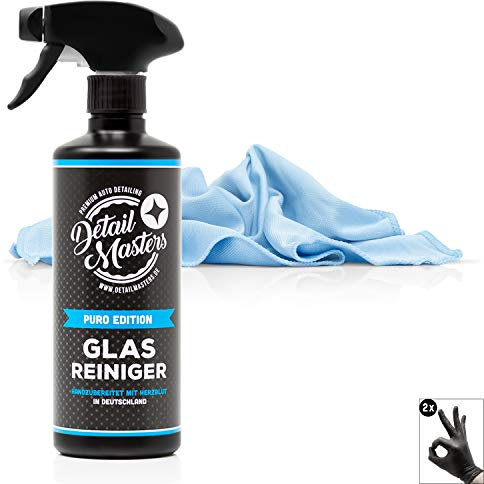 detailmate Autopflege Set - DetailMasters -Glasreinigung Set- Glasreinger 500ml + Microfiber Monkey Microfaser Waffeltuch für die Scheibenreinigung