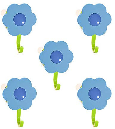 Kochblume 1-3-5-10er Set | Haken S, L, Wandhaken, Küchenhaken, Mehrzweckhaken, Schlüsselhaken | In der bunten Box (blau-DKL-blau, 5er Set L)