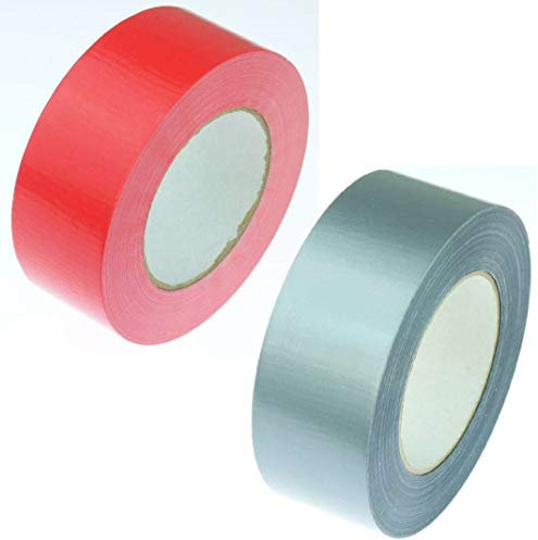 iapyx 2 Rollen Klebeband Gewebeband 50 m x 48 mm je 1x Rot + Silber - Panzerband Steinband Gaffa Tape Reparaturband (Rot + Grau, 2 Rollen)