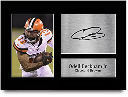 HWC Trading Odell Beckham Jr Geschenkidee: Gedrucktes, signiertes Autogrammfoto für Fans von American-Football-Memorabilia - A4