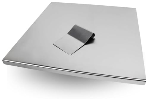 INOXLM BOX 2 STÜCK Schneidebrett Edelstahl + Teigschaber, Arbeitsplatte Verschiedene Größen für Küche Bar Restaurant | Knetbrett Made in Italy (100x50 cm Piega 2 cm)