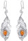 ANDANTE Premium Collection - Echter OSTSEE Bernstein Ohrringe in 925 Sterling Silber ** Feder ** Zertifiziert - Gold des MEERES - Farbe COGNAC