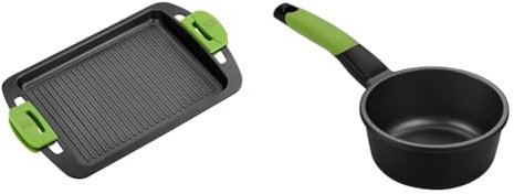 BRA Plancha Asar, Negro, con recubrimiento antiadherente, 40 cm & PRIOR - Cazo, 16 cm, apto para todo tipo de cocinas incluida inducción y horno.Libre de PFOA