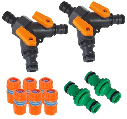 Skystuff Garden Hose Splitter 3 Way Hose Connector with Control Valve | Three Way Garden Tap Splitter, HosePipe End Connector and Double Male Connectors for Outdoor Tap Connectors and Fittings