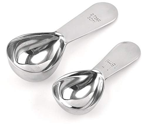 SHENGQIDZ - Cucchiaio dosatore in acciaio INOX, 2 cucchiai con manico corto, per caffè, tè, zucchero (15 ml e 30 ml)