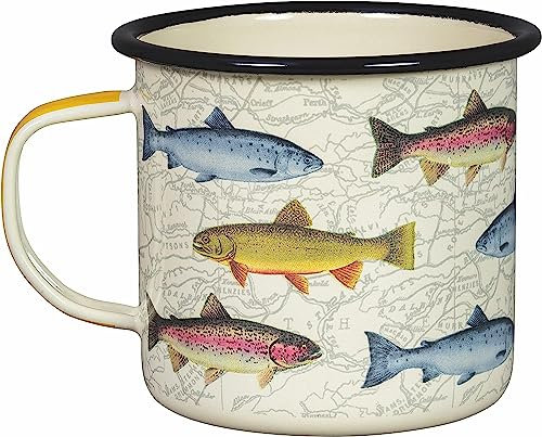 Gentlemen's Hardware Enamel Camping Mug Impact-Resistant Coffee Mug, 500ml, Fish, 17-Ounce