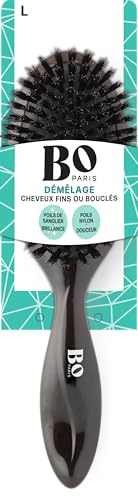 Bo...Paris - Collection Essentiel Haarbürste, speziell zum Entwirren – Haarbürste aus Wildschweinborsten & Nylon – Bürste für lockiges oder feines Haar – 1 Stück