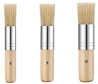 YIUIRUOI 3-teiliges Holz-Schablonenpinsel-Set mit Naturborsten – Pinsel für Acrylmalerei, Aquarell, Wachs und Schablonenprojekten – Ideal für Kunsthandwerk und Malerei.