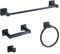 Set di 4 accessori da bagno nero opaco, set di barre portasciugamani in acciaio inox da parete, include barra portasciugamani da 40,6 cm, anello per asciugamani, ganci per accappatoio, porta carta