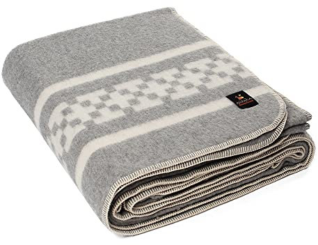 Inca Wall – dicke Alpaka-Wolldecke, schwere Alpakawolle, Decke, Camping, Outdoor, Indoor, weiche peruanische Alpaka-Wolldecken, Twin Queen King Size New Ethno-Design (Soft Gray/Elfenbein, King)