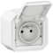 LEGRAND - Prise Etanche IP55 avec Terre Plexo - Prise 2P+T 16A Complète avec Volet - Pour Pose en Apparent - Fabriqué En France - Blanc