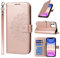 ELTEKER Handyhülle iPhone 11 Hülle Klapphülle, [3 Kartenfächer] [Magnet Verschluss] Eleganter Prägung Leder Schutzhülle für iPhone 11, Roségold