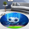 Moderne Flamme Fußball Wohnzimmer Schlafzimmer Teppich Teenager Junge Mädchen 3D Sports Soccer Serie Rutschfester Flanell Stuhlkissen Kinderzimmer Spielbereich Runden Teppich (Blau,140cm)