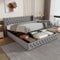 FEZTOY Polsterbett Doppelbett 140x200, Hydraulisches Funktionsbett Bettunterseite - Ohrenform Kopfteil, Stauraumbett Bett Modernes Bettgestell mit Stauraum, Ohne Matratze