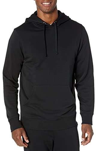 Amazon Essentials Men's Regular-Fit French Terry Lightweight Hooded Sweatshirt, Black, L
