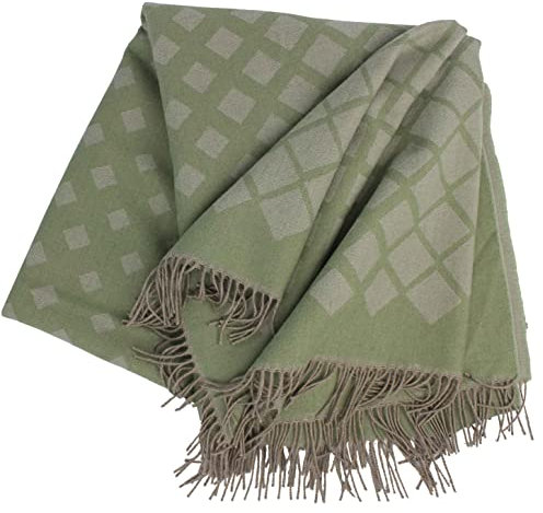 Rotfuchs Decke Wolldecke Kuscheldecke Plaid Wohndecke Jacquard hellgrün 100% Wolle (Merino)