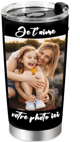 UNIQUILLING Personalised Travel Mug with Picture &Text-Personalised Gifts for Dad Mom Grand Dad Friend Birthday-Personalised Coffee Travel Mug with Photo 20Oz (20oz)