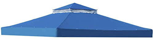 DXDRT Ersatzdach für Pavillon 3x3 Meter, Wasserdicht Pavillon-Ersatzabdeckung, Doppeldach Ersatzbezug Dachbezug für Garten Pavillon, Pavillon Schutzhaube Partyzelt Plane,Blau