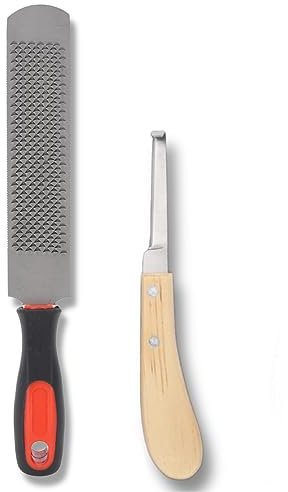 Raspa per Zoccoli e Coltello per Zoccoli - Lima per Zoccoli in Acciaio Al Carbonio Resistente e Durevole Adatta per Zoccoli di Animali Cavalli Capre Mucche Asinelli