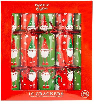OnlineStreet - Christmas Party Crackers for Loved Ones - Family Crackers with Novelty Gifts | Pack of 10 Christmas Crackers in Assorted Colors & Designs, Xmas Gift (A Gonks Christmas)