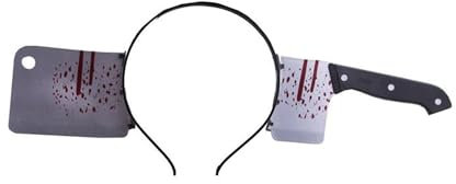 PARTY DISCOUNT NEU Haarreif Hackbeil im Kopf, blutiges Halloween-Accessoire