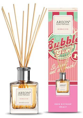 Areon Reed Diffuser/Bubble Gum / 150 ml / 1 Verpackung/Parfüm für zu Hause oder für Büro, langdauernde Aroma, Schilfsticksatz für Diffuser