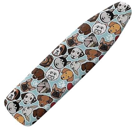COEQINE Large Ironing Board Cover 15x54 Cute Dogs Print Non Slip for Home Decorative, Portable Adjustable Hook Look Dust Cover