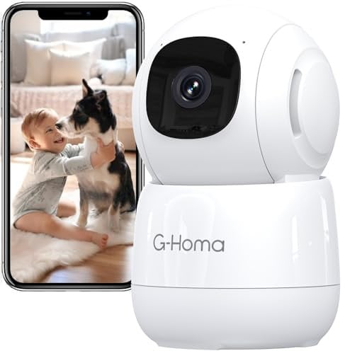 G-Homa 2K Überwachungskamera Innen, 360 Grad WLAN Kamera Überwachung Innen mit Bewegungserkennung, IR Nachtsicht, 2-Wege Audio, Babyphone Kompatibel mit Alexa, Haustierkamera mit APP